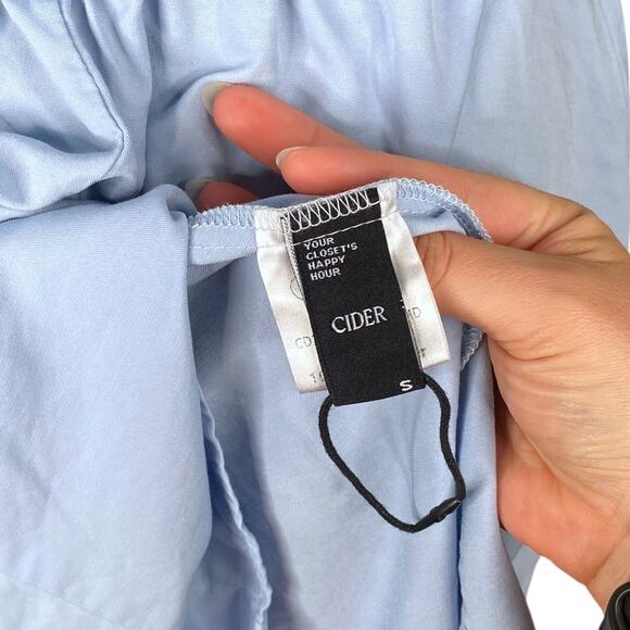 Cider NEW Pastel Blue Milkmaid Babydoll Puff Sleeve Dress SZ S - Picture 9 of 10